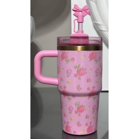 STANLEY X LOVESHACKFANCY LIMITED EDITION 20OZ QUENCHER, PINK IBIZA SUNSET - Picture 2 of 7